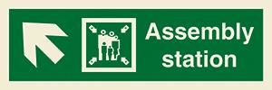 Assembly station + symbol + arrow diagonally up left