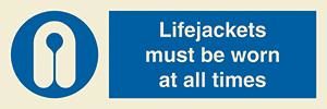 Lifejackets must be worn at all times + symbol