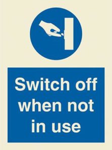 Switch off when not in use + symbol