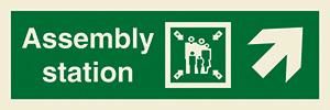Assembly station + symbol + arrow diagonally up right