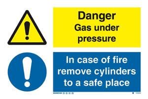 Danger Gas under pressure / In case of fire remove cylinders...