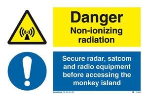 Danger Non-ionizing radiation / Secure radar, …