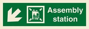 Assembly station + symbol + arrow diagonally down left