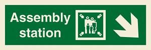 Assembly station + symbol + arrow diagonally down right