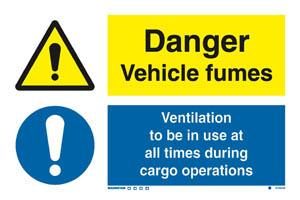 Danger vehicle fumes / Ventilation to be in use...