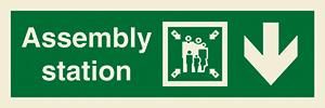 Assembly station + symbol + arrow down on right