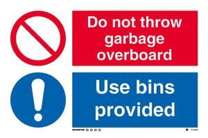 Do not throw garbage overboard / use bins provided