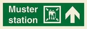 Muster station + symbol + arrow up on right