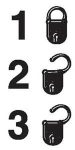 Lock status, security level 1 unlocked, 50mm x 25mm