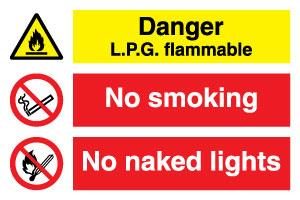 Combi:Danger L.P.G. flammable/No smoking/ No naked lights