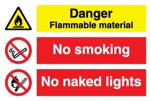 Combi: Danger Flammable material /No smoking/No naked lights