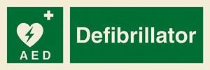 Defibrillator symbol with text