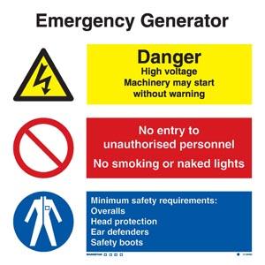 Emergency generator combination sign