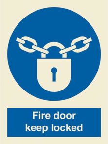 Fire door keep locked + Lock symbol