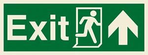 Exit, running man symbol, arrow up on right