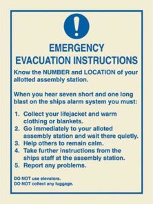 Emergency evacuation instructions
