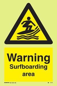 Warning surfboarding area