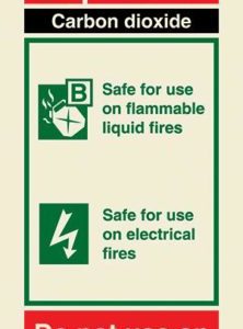 Carbon dioxide fire extinguisher (including class pictos)