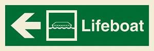 Lifeboat + symbol + arrow left