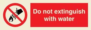 Do not extinguish with water + symbol