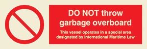 DO NOT throw garbage overboard + symbol