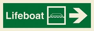 Lifeboat + symbol + arrow right