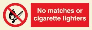 No matches or cigarette lighters
