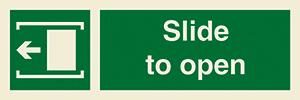 Slide to open + arrow and symbol to left