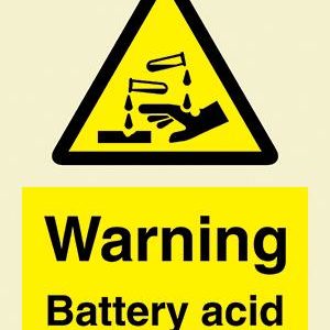 Warning battery acid