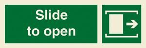 Slide to open + arrow and symbol to right