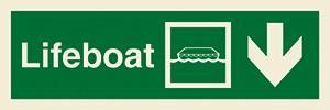 Lifeboat + symbol + arrow down on right
