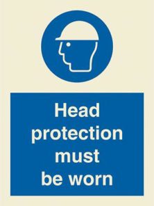 Head protection must be worn + symbol