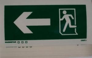 LLL sign running man + arrow left