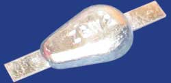ZGW2, 0.9KG NET, 1.0KG GROSS ZINC WELD-ON HULL ANODE